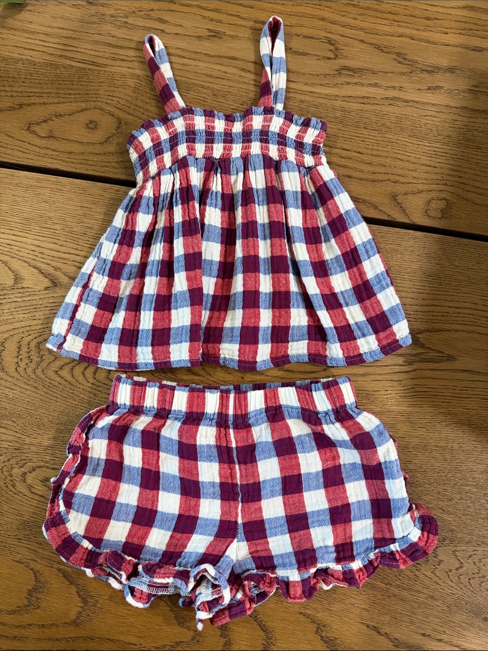 Cat & Jack Red, White & Blue Gingham Tank Top & Shorts Set